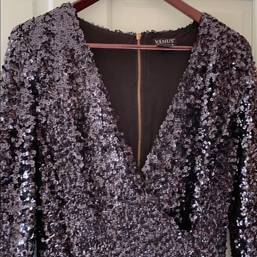 Sequin black cocktail dress